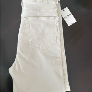 Re/Done Women's 70’s Stove Pipe, Off-White Straight Leg Jeans